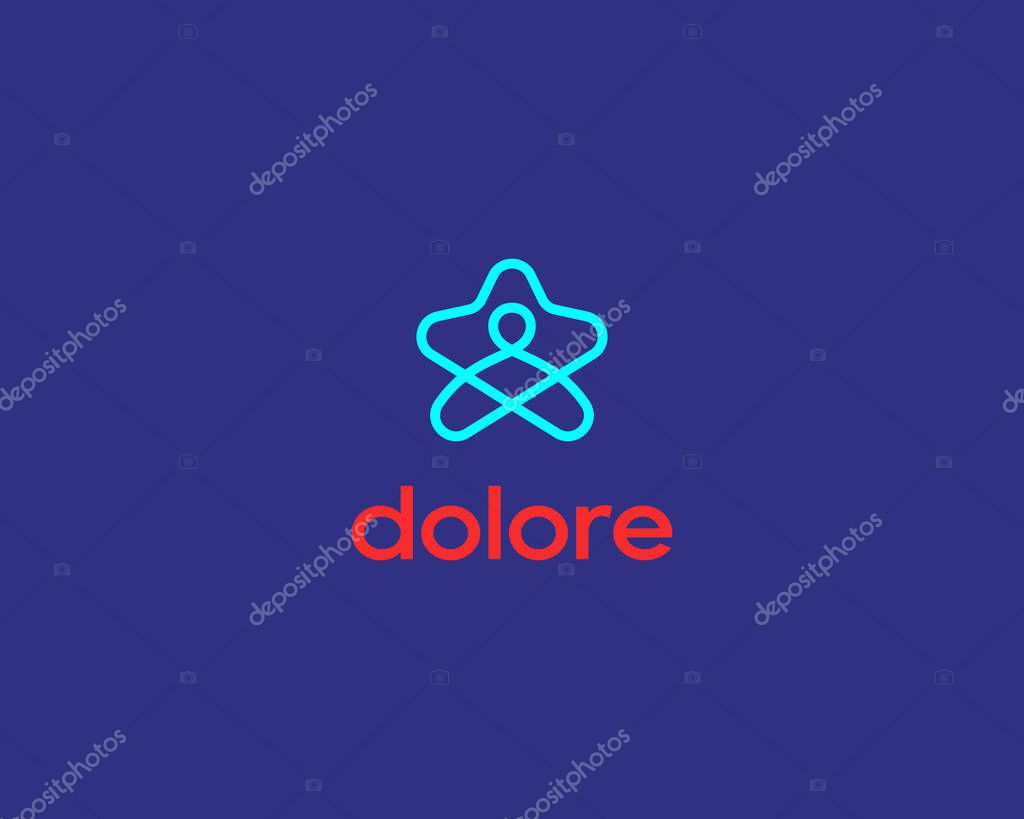 Man in star logo. Creative linear superhero leader icon. Success growth sign. Vector illustration