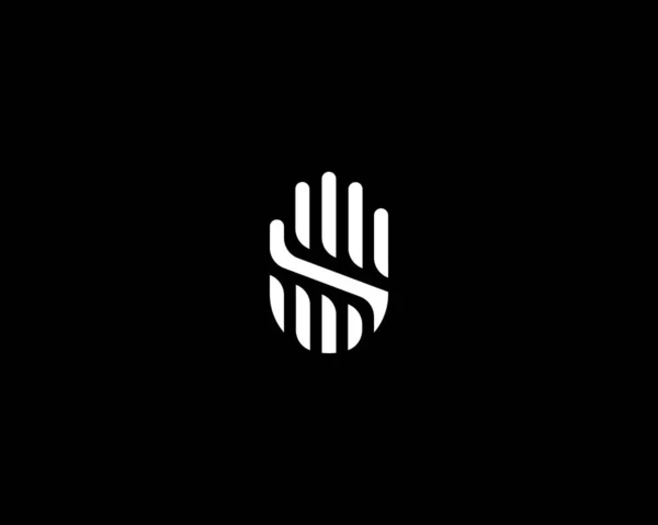 Abstrakt Handflata Logotyp Design Mall Minimalistisk Gest Utan Stoppskylt Symbol — Stock vektor