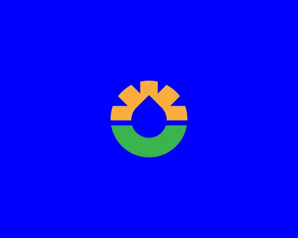 Λογότυπο Σταγόνας Νερού Δημιουργικός Ήλιος Και Πράσινο Σύμβολο Σήμα Ηλιακής — Διανυσματικό Αρχείο