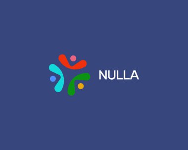 Soyut mutlu insanlar logosu. Yaratıcı topluluk renkli logoti takımı. Aile birliği tabelası. Vektör illüstrasyonu