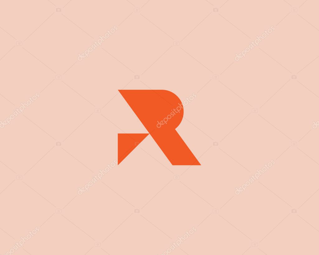 Abstract letter R minimalist style logo. Universal logotype from geometric shapes. Vector illustration