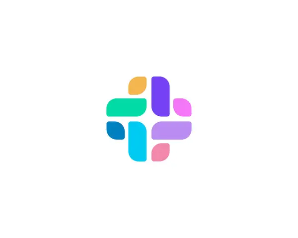 Logotipo Cruzado Más Formas Coloridas Abstractas Logotipo Plano Clínica Farmacia Ilustración De Stock