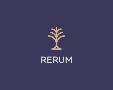 Soyut palmiye doğrusal logosu. Zarif ağaç bahçesi prim tabelası. Eko doğa konsepti. Vektör illüstrasyonu.