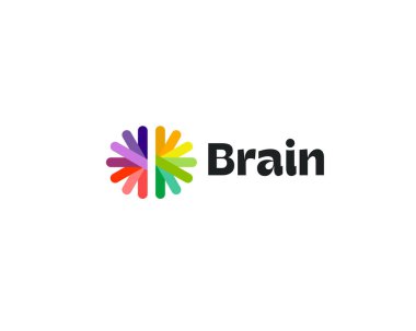 Yaratıcı beyin logosu. Evrensel beyin fırtınası zeka gradyanı simgesi. Fikir logosu kavramı.