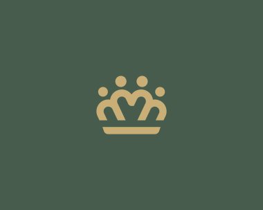 Birinci sınıf bir logo. Soyut insan aile logosu. Yaratıcı kraliçe kral vektör sembolü.