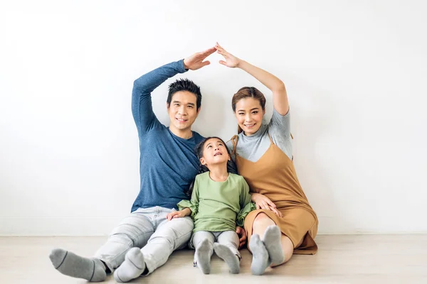 Portrait Profiter Heureux Sourire Amour Asiatique Famille Père Mère Avec — Photo