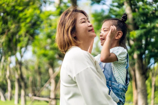 Portrait Happy Love Asian Grandmother Little Asian Cute Girl Enjoy — Stock Photo, Image
