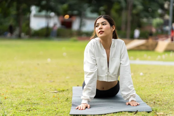 Portrait Sport Asian Beauty Body Slim Woman Sportswear Sitting Relax — Stock Photo, Image