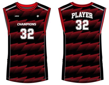 Kolsuz Tank Top Basketbol forması tişört tasarımı şablonu, erkekler ve kadınlar için ön ve arka görüşlü spor forması konsepti. Basketbol, voleybol forması, tenis ve badminton