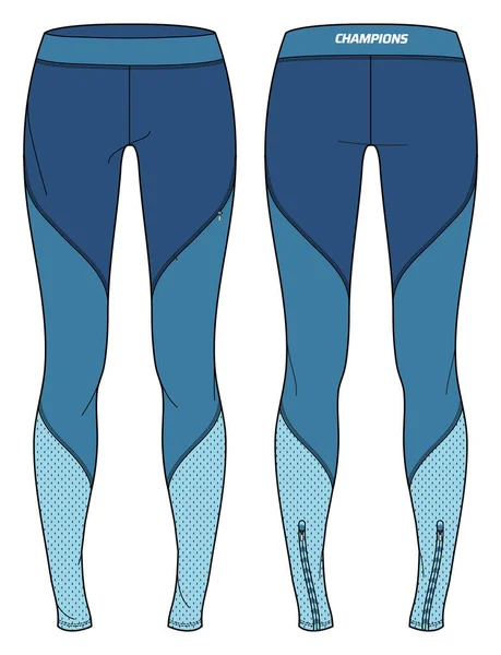 Collant Sportivi Donna Leggings Design Pantaloni Schizzo Piatto Illustrazione Vettoriale — Vettoriale Stock