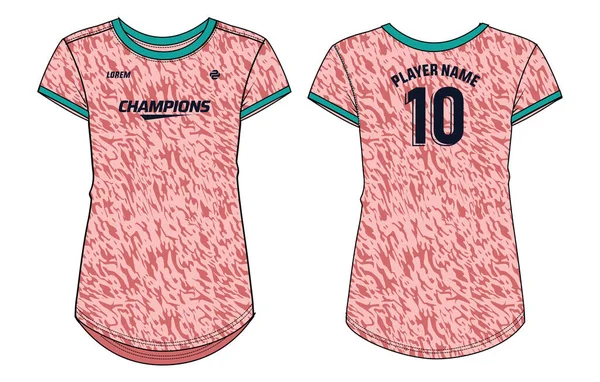 Camuflaje Mujeres Deportes Camiseta Jersey Diseño Boceto Plano Ilustración Vector — Vector de stock