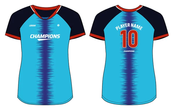 Mujer Sports Jersey Diseño Camiseta Boceto Plano Ilustración Patrón Rayas — Vector de stock