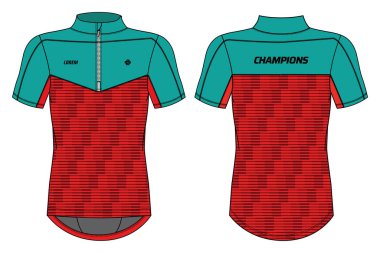 Performans polo Sıkıştırma Bisiklet Forması üst tişört düz çizim tasarım çizimi, dar üst tasarım vektör şablonu, etkin sıkıştırma motosikletçi üst konsepti ön ve arka görüş