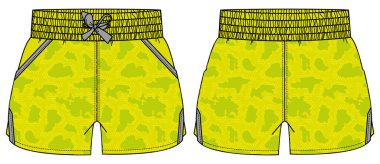 Running trail Shorts jersey design vector template, Short shorts concept with front and back view for Kick boxing, fight, wrestling, martial arts and tracking active wear shorts design.