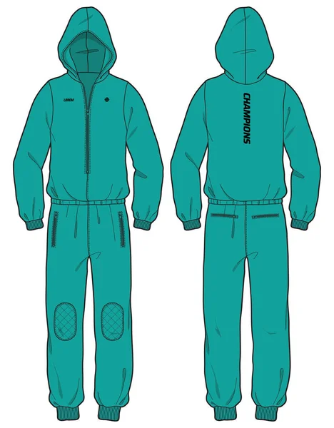 Snow Suit Hoodie Kabát Design Flat Sketch Illusztráció Kapucnis Esőkabát — Stock Vector