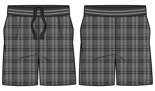 Pyjama Knitted Shorts Design Flat Sketch Vector Illustration Sleepwear Shorts — Stock Vector