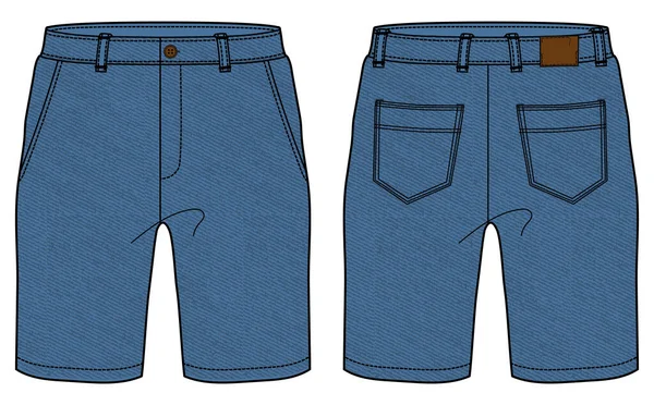Denim Shorts Design Flat Sketch Vector Illustration Chino Casual Shorts — Wektor stockowy