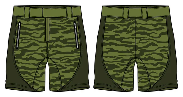 Camouflage Chino Sartorial Shorts Ontwerp Platte Schets Vector Illustratie Denim — Stockvector