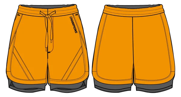 Correr Pantalones Cortos Jersey Diseño Dibujo Plano Vector Ilustración Concepto — Vector de stock