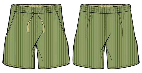 Linen Sartorial Suit Rövidnadrág Design Flat Sketch Vector Illustration Alkalmi — Stock Vector
