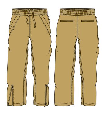 Alt pantolonu ısıt düz çizim vektör çizimi, ön ve arka görüşlü eşofman pantolonu konsepti, koşu, spor, spor ve aktif pantolon tasarımı için eşofman..