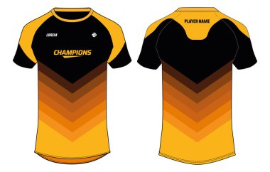 Spor forması tasarımı düz çizim vektör illüstrasyonu, soyut Raglan yuvarlak boyun tişörtü kavramı kriket, futbol, voleybol, rugby forma takımı ön ve arka görüşlü futbol forması kavramı