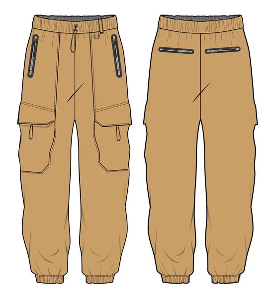 Cargo Jogger Inferior Pantalones Diseño Dibujo Plano Vector Ilustración Utilidad — Vector de stock