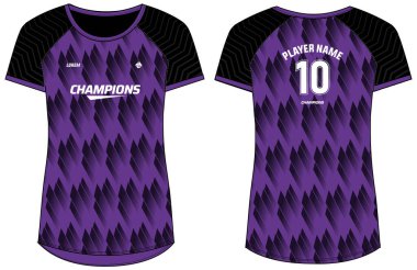 Women Sports Jersey tişört tasarımı konsepti Illustration, soyut geometrik desenli yuvarlak boyun tişörtü kızlar ve bayanlar voleybol forması, futbol, badminton, futbol, netball. Spor üniforma takımı.