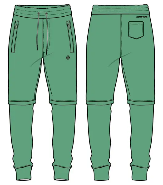 可拆开的慢跑者底裤设计平面草图矢量图解 后看的临时货裤概念 健身用的汗裤 以及主动穿的裤子设计 — 图库矢量图片