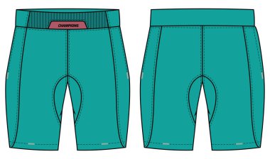 Kadın Fitness sıkıştırma taytı şortlar düz tasarım tasarımı kızlar ve bayanlar için düz taslak tasarım, bisiklet, spor salonu, aktif giyimin izlenmesi için ön ve arka görüşlü dar şort konsepti