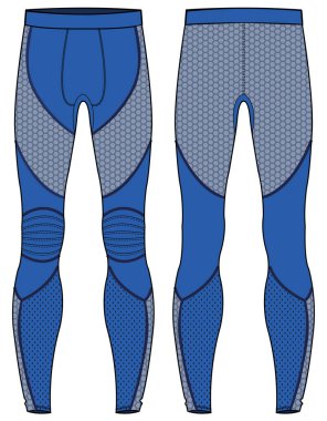 Spor tabanlı tayt tayt tayt pantolon tasarımı düz çizim vektör illüstrasyonu, önden ve arkadan görüşlü sıkıştırma pantolon konsepti, koşu, spor pantolonu tasarımı, pantalon tasarımı..