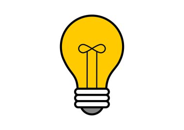 Beyaz arkaplanda izole edilmiş ampul simgesinin vektör illüstrasyonu