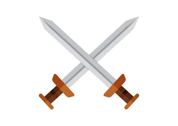 Dos Espadas Medievales Aisladas Sobre Fondo Blanco Ilustración Vectorial — Vector de stock