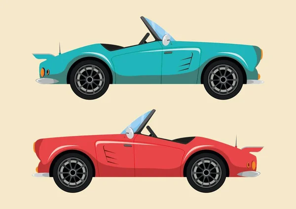 Δύο Διαφορετικά Χρώματα Του Κλασικού Παλιού Αυτοκινήτου Επίπεδο Στυλ Εικονογράφηση — Διανυσματικό Αρχείο