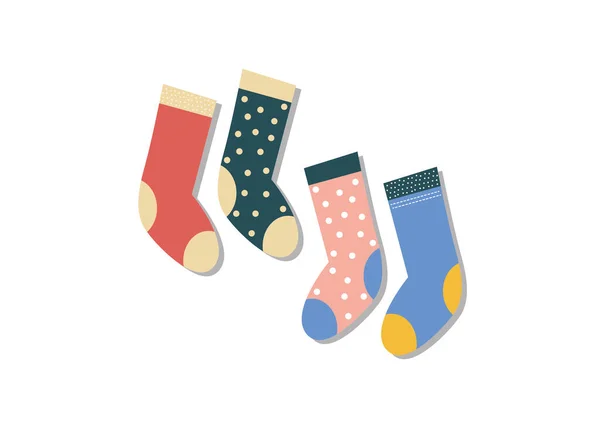 Два Шкарпетки Прикрасами Стилі Ретро Векторні Ілюстрації — стоковий вектор