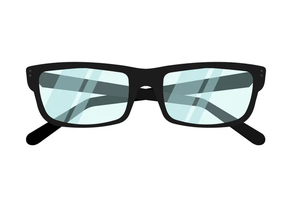 Illustrazione Vettoriale Occhiali Vista Con Cornice Nera Stile Piatto Isolato — Vettoriale Stock