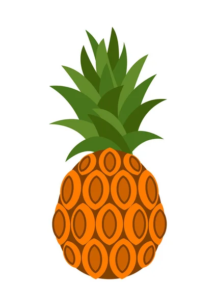 Vektorillustration Ananas Isolerad Vit Bakgrund — Stock vektor