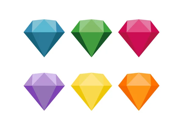 Vektor Illustration Von Sechs Verschiedenen Farben Von Diamanten Auf Weißem — Stockvektor