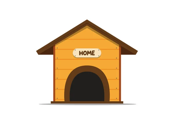 Houten Huis Voor Honden Vlakke Stijl Vector Illustratie — Stockvector