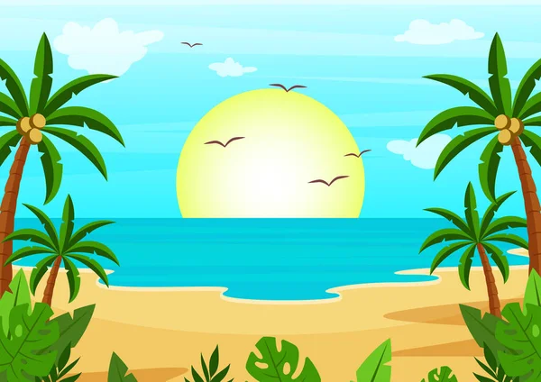 Summer Beach Background Vector Ilustrace Letní Pláž Pohled — Stockový vektor