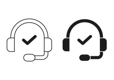 Siyah ve Beyaz Çağrı Merkezi Düz Simge Vektörü