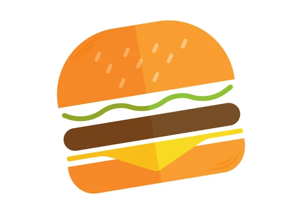 Saboroso Hambúrguer Flat Design Icon Burger Icon Vector —  Vetores de Stock