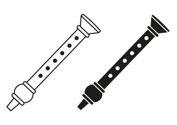 Vector Plano Del Diseño Del Icono Flauta Negra Blanca — Vector de stock