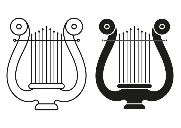 Schwarze Und Weiße Harfe Flaches Design Icon Vector — Stockvektor