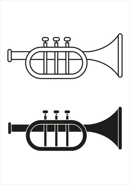 Black White Trumpet Icon Flat Design Vector — Stock Vector