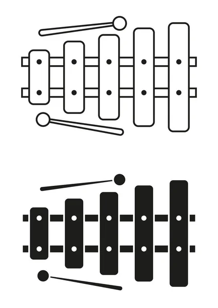 Vecteur Plat Conception Icône Xylophone Noir Blanc — Image vectorielle