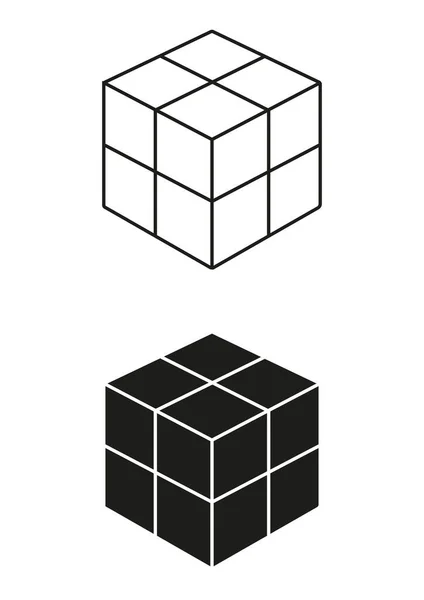 Black White Cube Toy Icon Flat Design Vector — Stock Vector