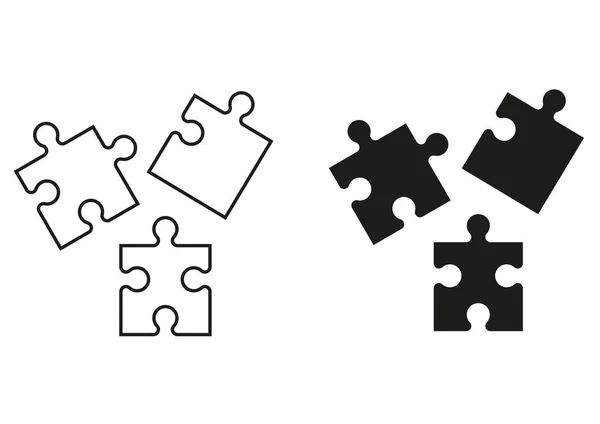 Black White Puzzle Pieces Icon Flat Design Vector — Stock Vector