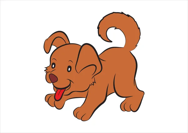 Lindo Perro Dibujos Animados Personaje Vector — Vector de stock