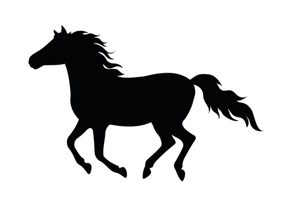 Silhouette Eines Laufenden Pferdes Schwarzes Pferd Silhouette Auf Weißem Hintergrund — Stockvektor